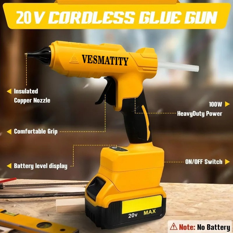 VESMATITY Electric Hot Glue Gu - Hot Melt Glue Gun Cordless recension och pris