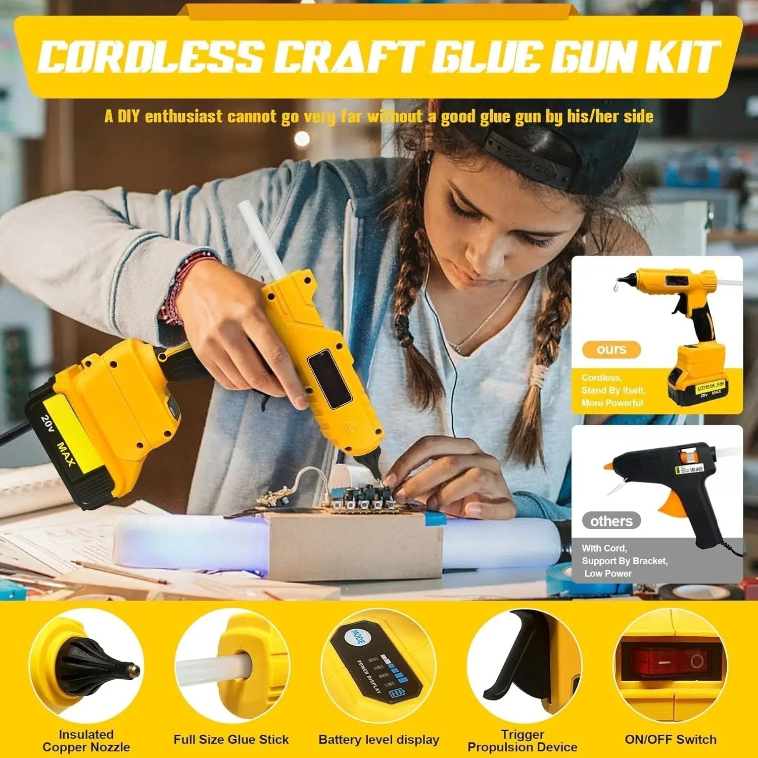 VESMATITY Electric Hot Glue Gu - Hot Melt Glue Gun Cordless recension och pris