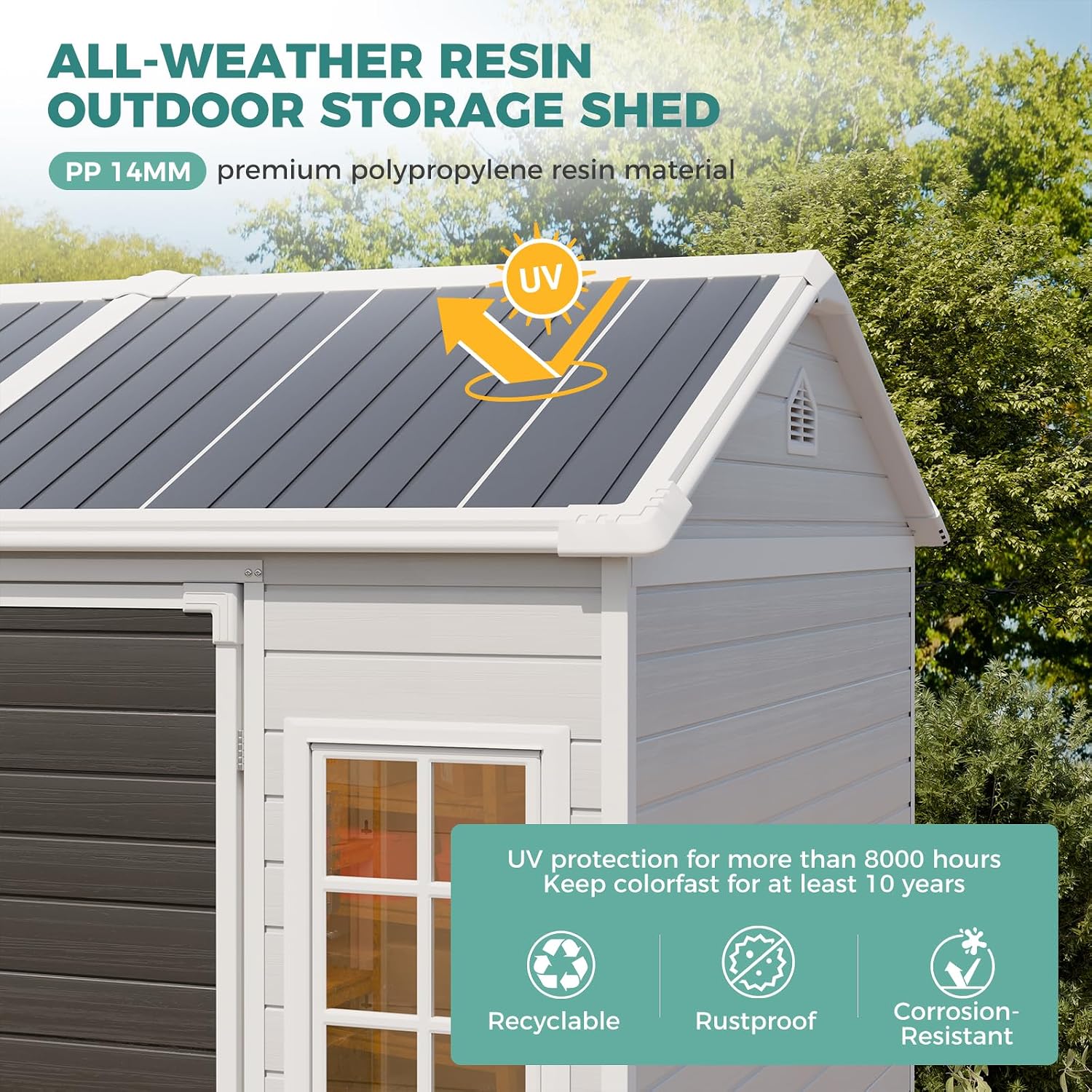 8x6 FT Resin Storage Shed with - Garden Tools recension och pris